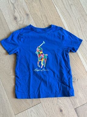 Ralph Lauren Kids Blue Polo Player Logo T-Shirt size 6